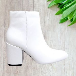 NIB White Block Heel Booties